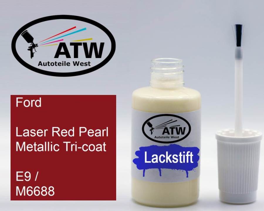 Ford, Laser Red Pearl Metallic Tricoat, E9 / M6688: 20ml Lackstift, von ATW Autoteile West.